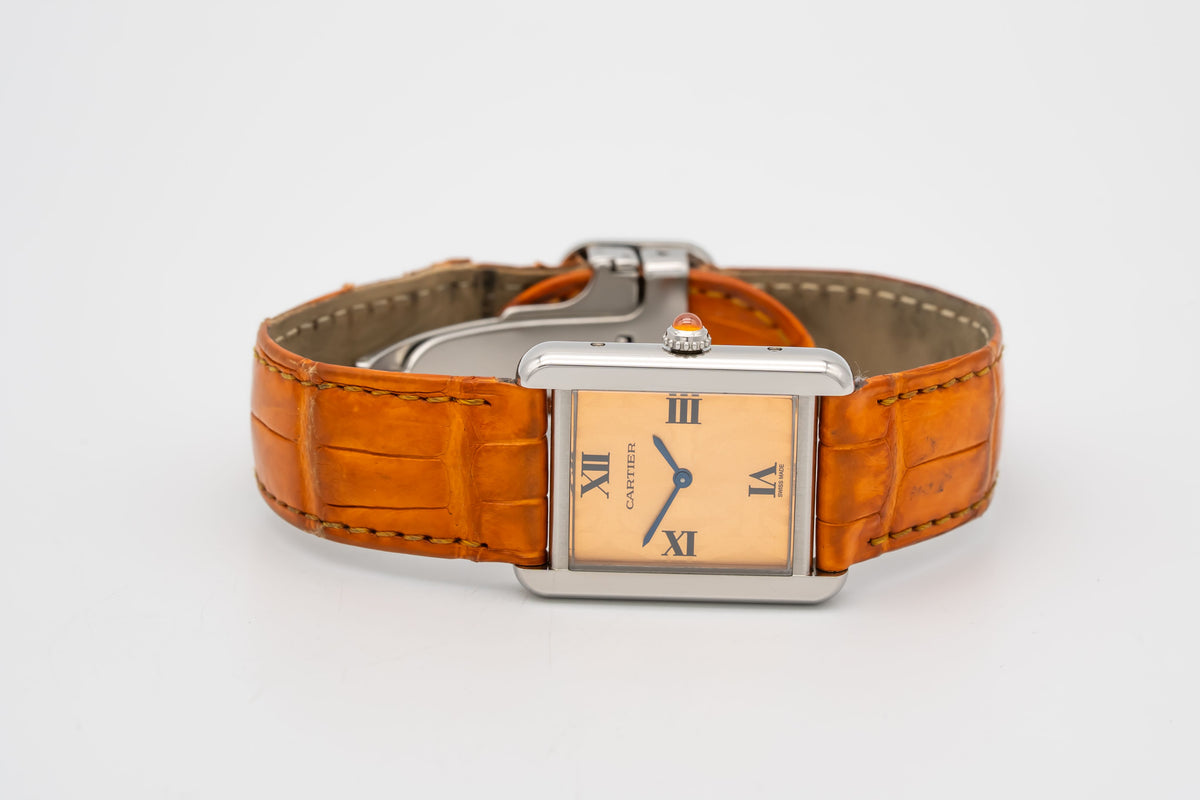 Cartier Tank Solo 2716 Rare Orange Dial Stainless Steel 24mm