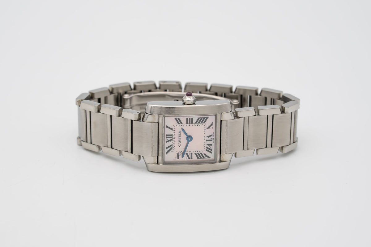 Cartier Tank Française Lady 2384 MOP Stainless Steel 20mm Papers