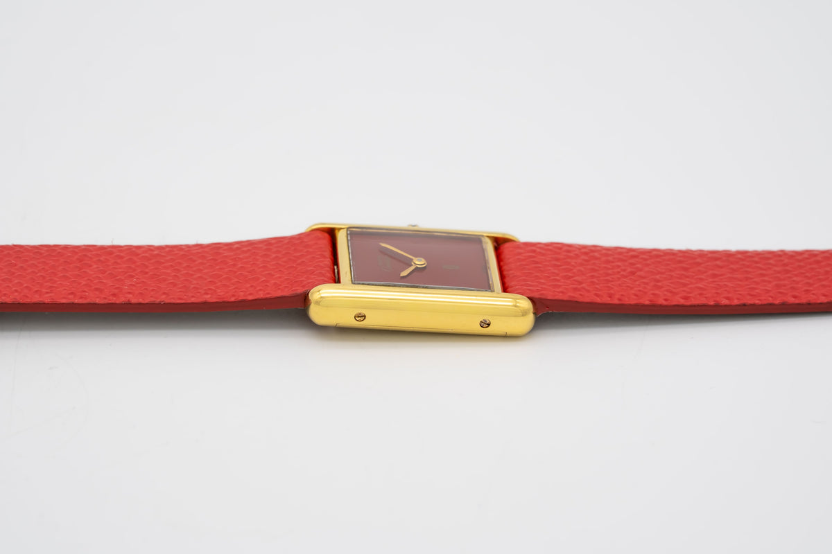Cartier Tank Must De Cartier Lady Very Rare Red Dial Manual Winding
