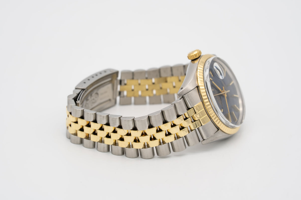 Rolex Datejust 16013 Rare Blue Dial Stahl Gelbgold 750 Automatik 36mm