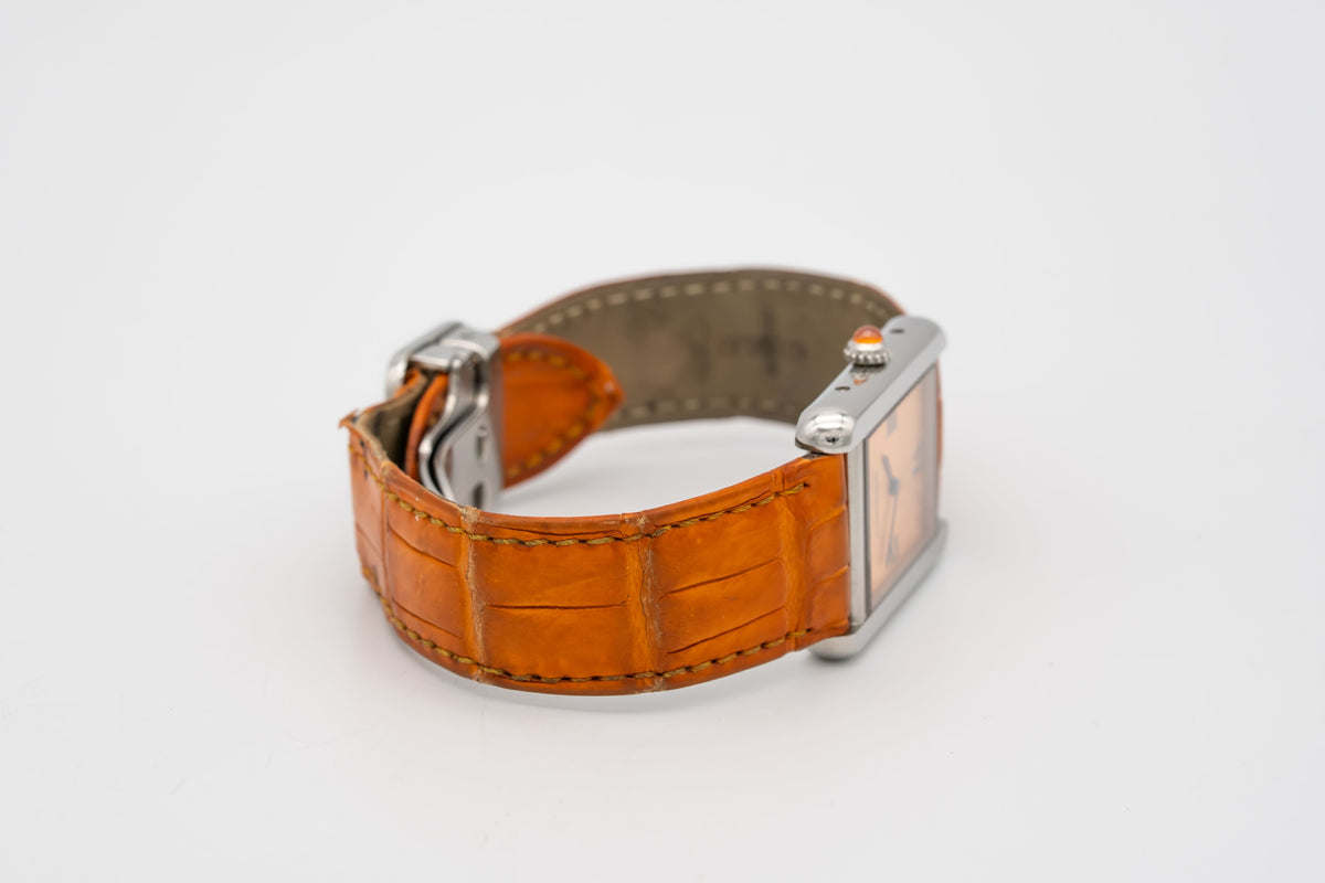 Cartier Tank Solo 2716 Rare Orange Dial Stainless Steel 24mm