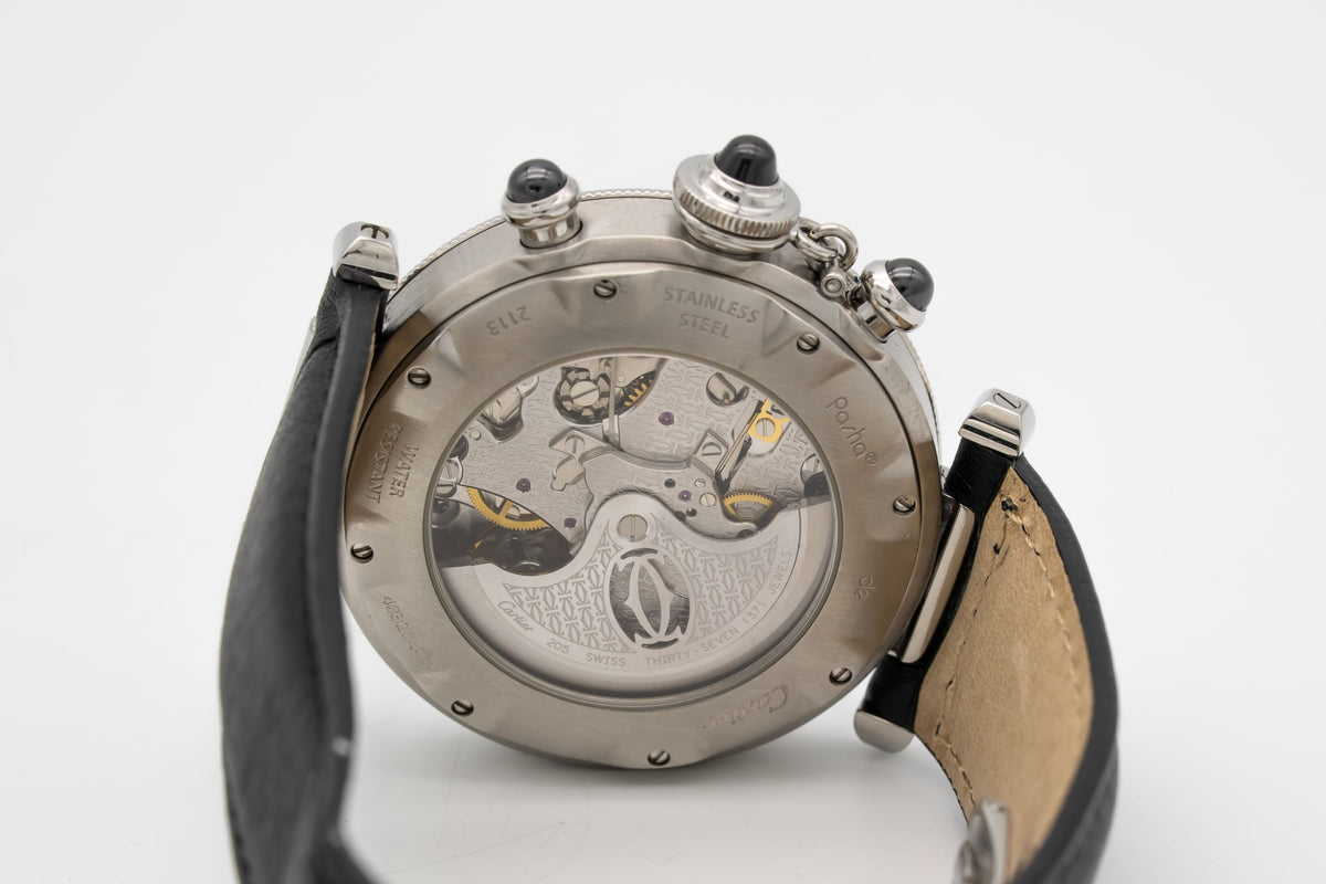 Cartier Pasha 2113 Chronograph Rare Grey Dial Steel Automatic 38mm
