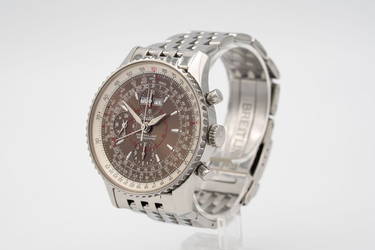 Breitling Montbrillant Datora Navitimer Montbrillant Datora A21330 Brown Dial Stahl Automatik 43mm