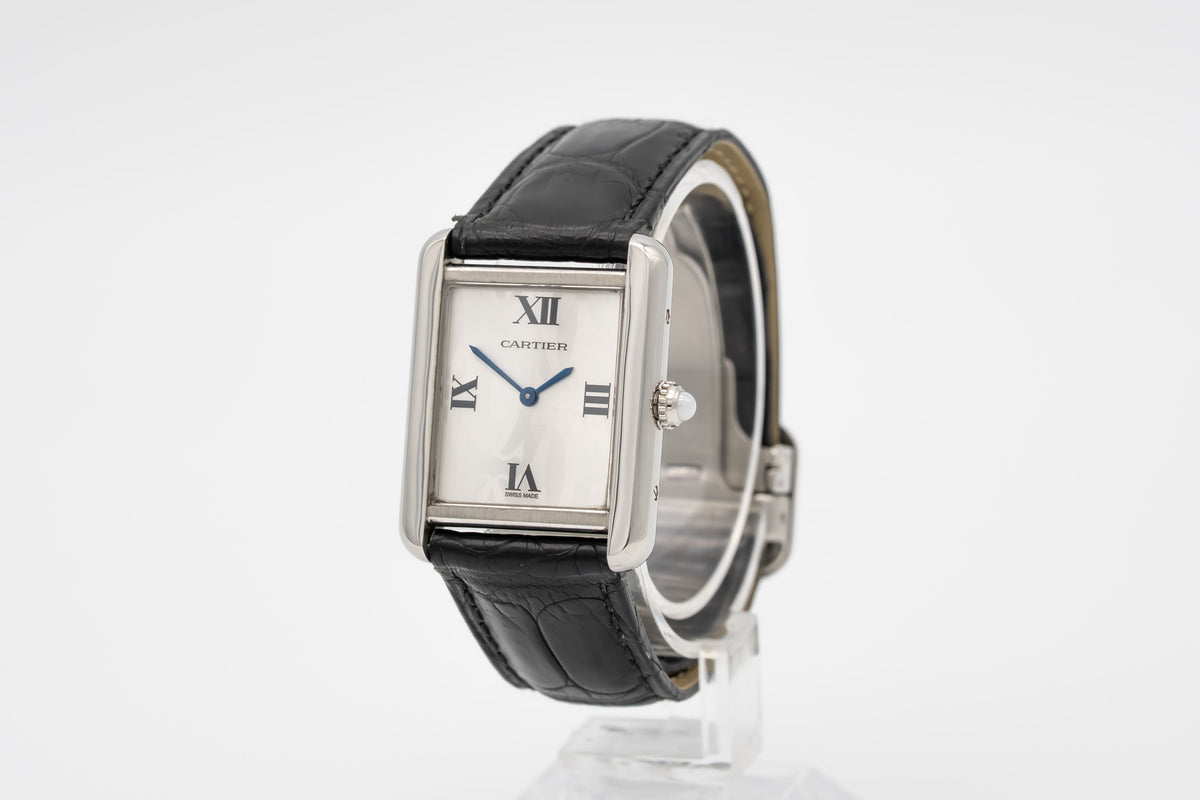 Cartier Tank Solo 2716 Cadran Orange Rare Acier Inoxydable 24mm