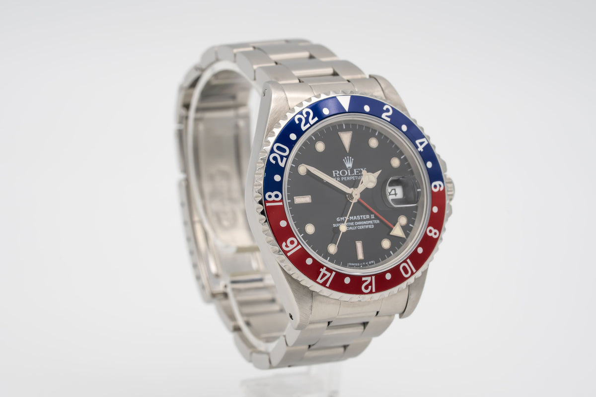 Rolex GMT-Master II 16710 Pepsi Stahl Automatik 40mm Papers