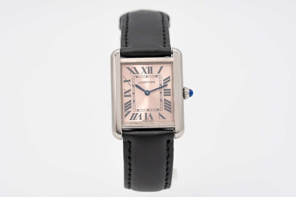 Cartier Tank Solo 3170 Rare Pink Dial Stainless Steel 24mm