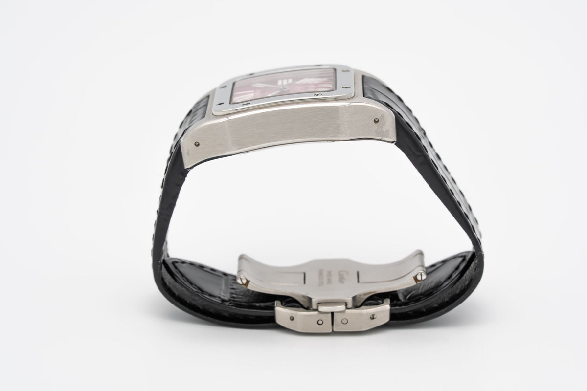 Cartier Santos 100 W20133X8 Pink Dial Stainless Steel Automatic Papers
