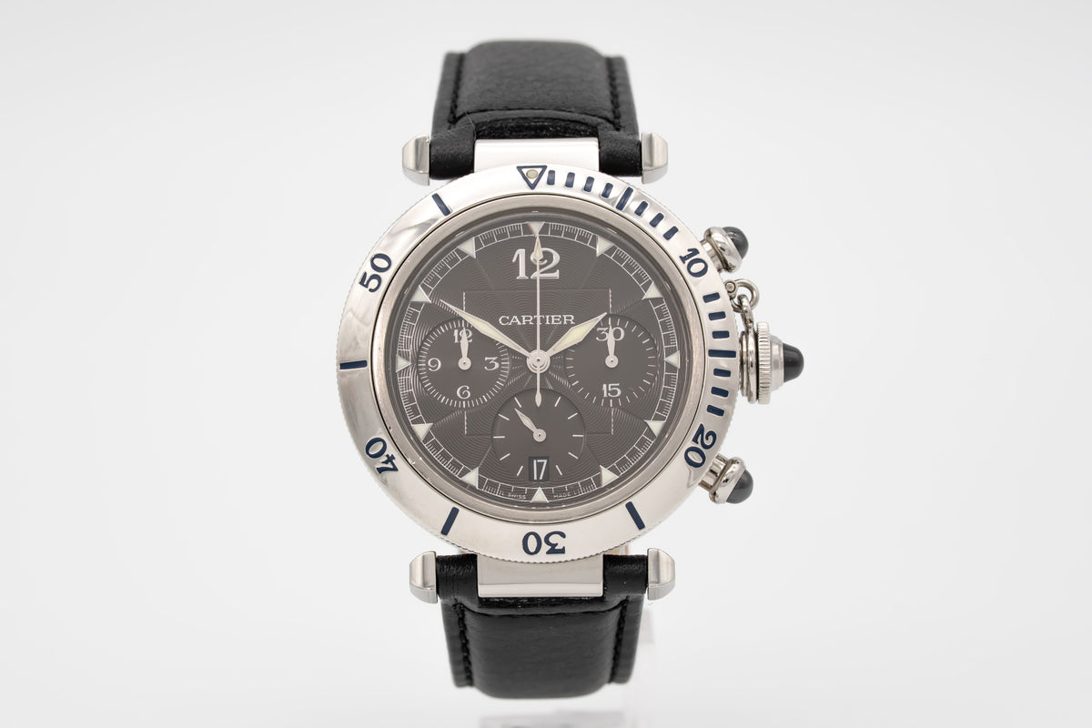 Cartier Pasha 2113 Chronograph Rare Grey Dial Steel Automatic 38mm