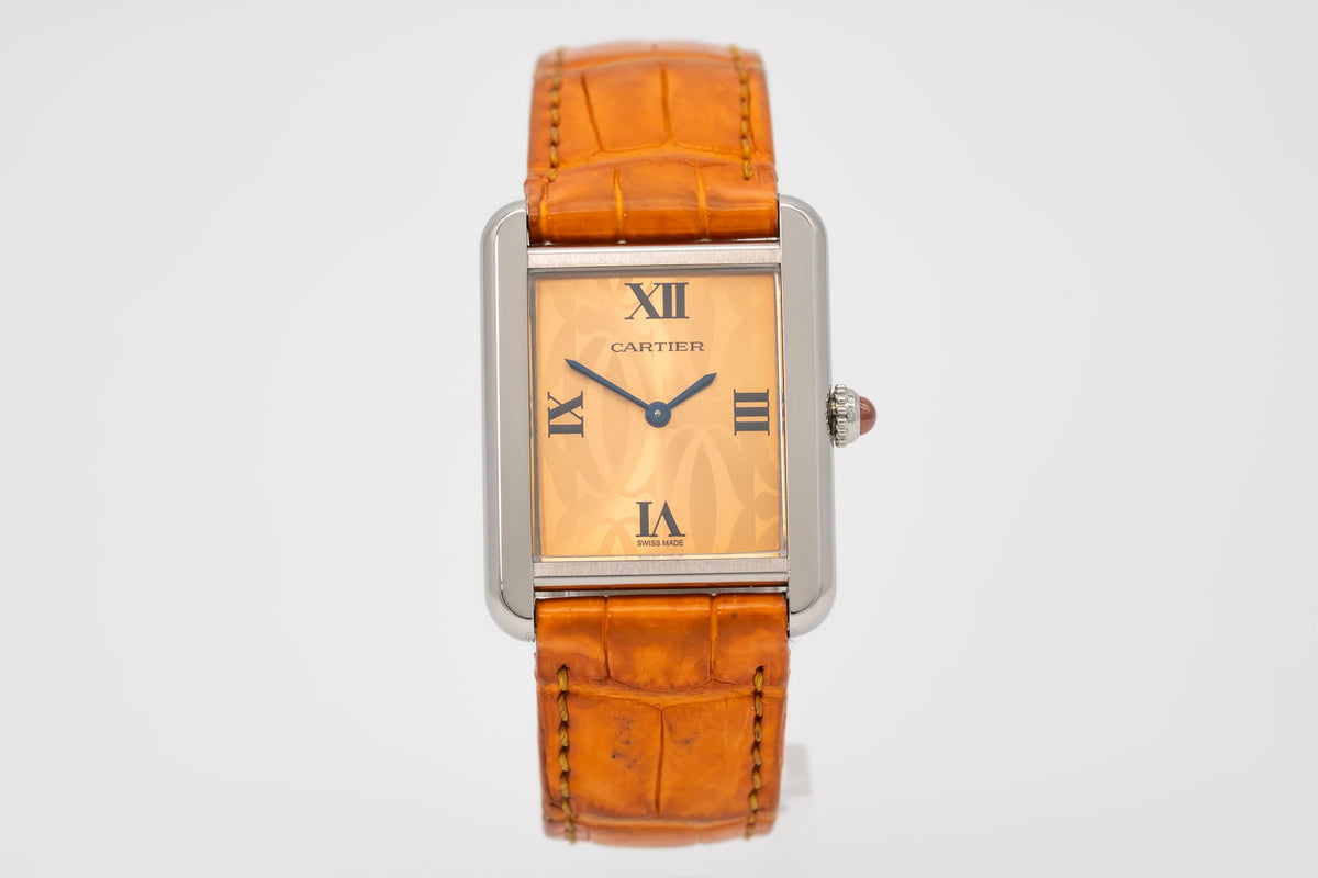 Cartier Tank Solo 2716 Rare Orange Dial Stainless Steel 24mm