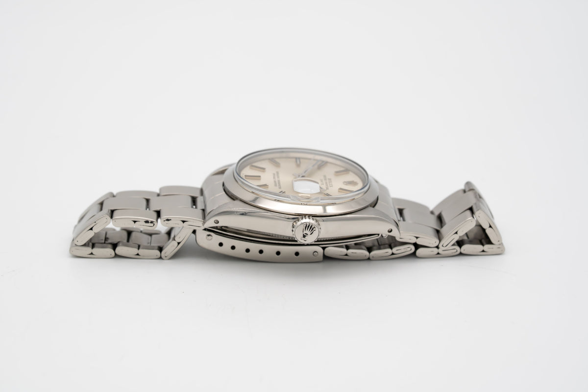 Rolex Oyster Perpetual Date 1500 Rare Sigma Dial Stahl Automatik 34mm