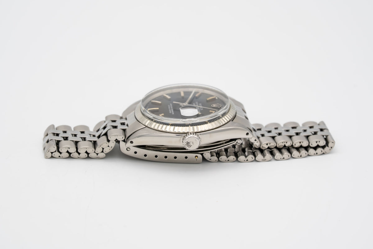 Rolex Datejust 36 1601 Rare Black Pie Pan Dial Stahl Weissgold 750 36mm