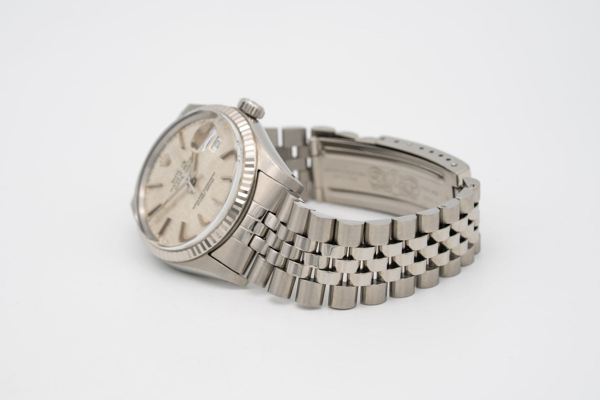 Rolex Datejust 36 16014 Rare Unpolished Tapestry Dial Stahl Weissgold 750 36mm