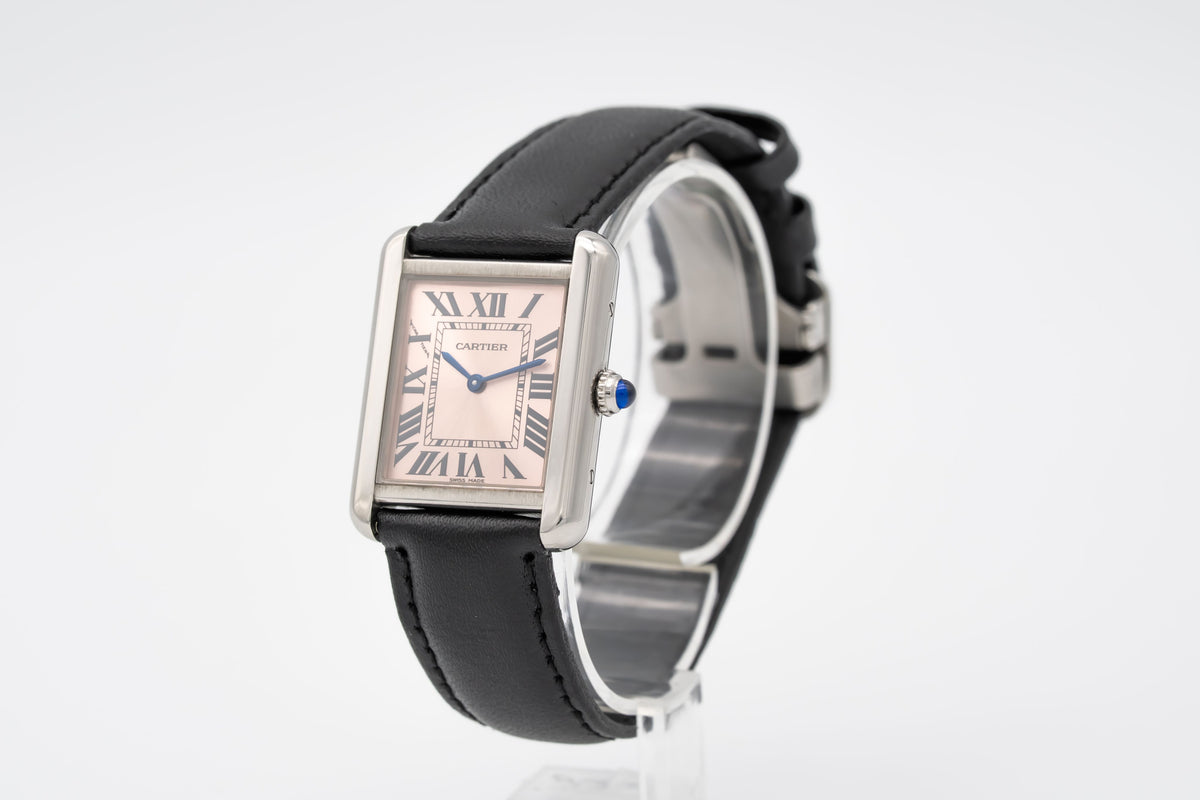 Cartier Tank Solo 3170 Rare Pink Dial Stainless Steel 24mm