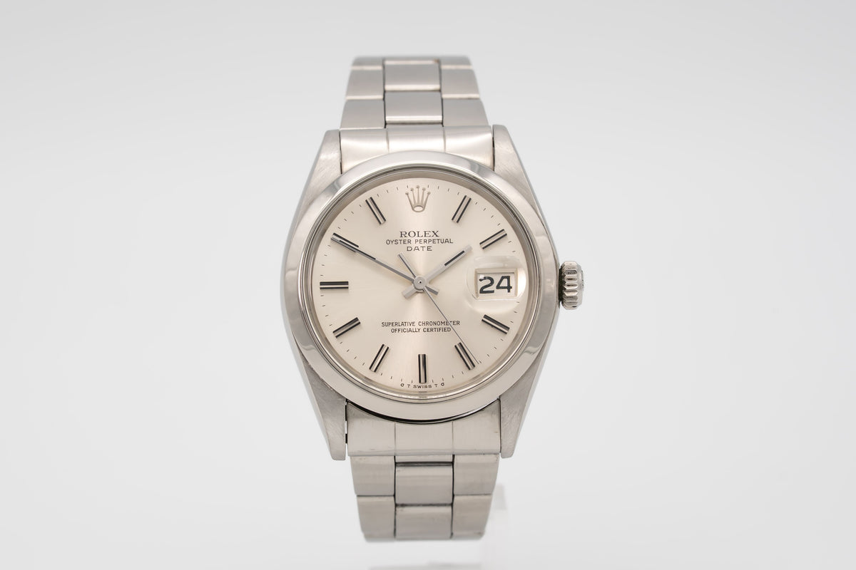 Rolex Oyster Perpetual Date 1500 Rare Sigma Dial Stahl Automatik 34mm