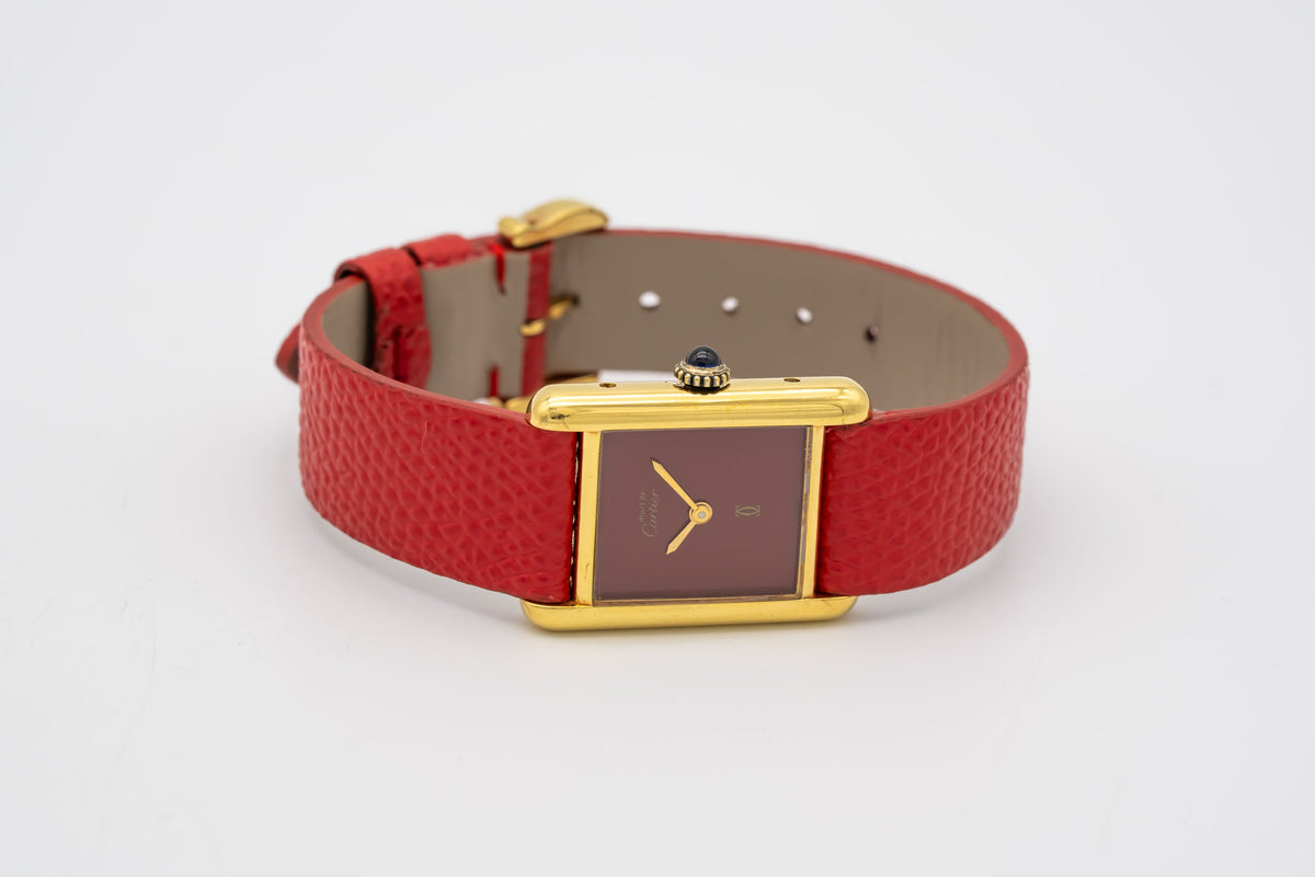 Cartier Tank Must De Cartier Lady Very Rare Red Dial Manual Winding