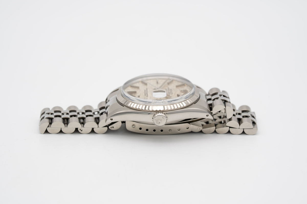 Rolex Datejust 36 16014 Rare Unpolished Tapestry Dial Stahl Weissgold 750 36mm