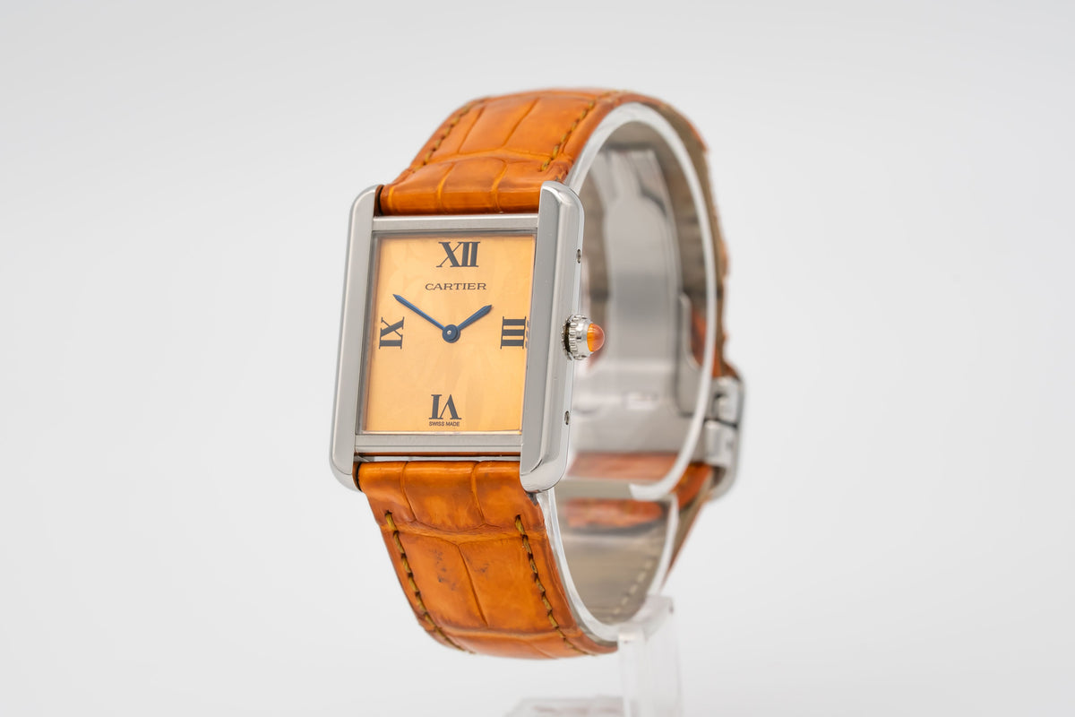 Cartier Tank Solo 2716 Rare Orange Dial Stainless Steel 24mm