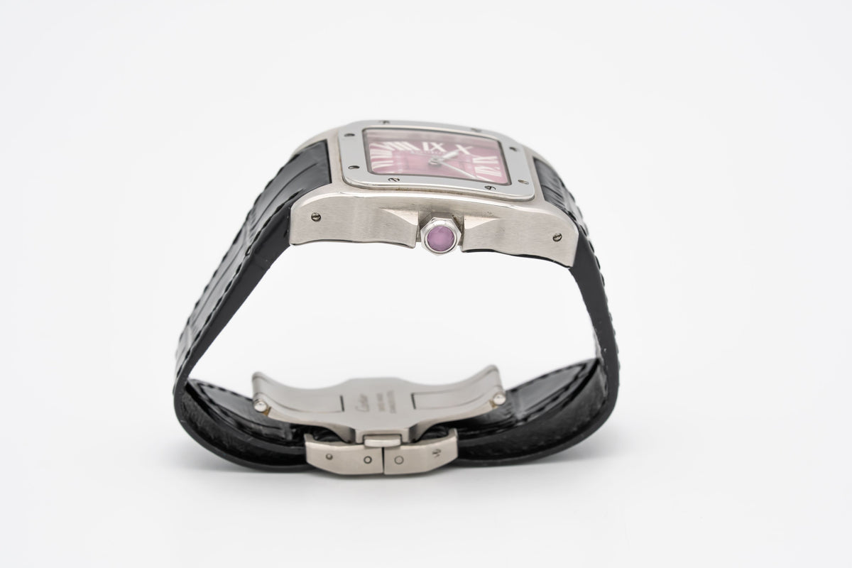 Cartier Santos 100 W20133X8 Pink Dial Stainless Steel Automatic Papers