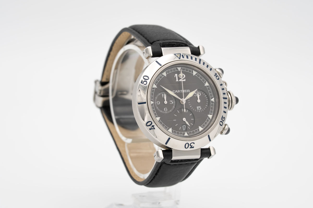 Cartier Pasha 2113 Chronograph Rare Grey Dial Steel Automatic 38mm