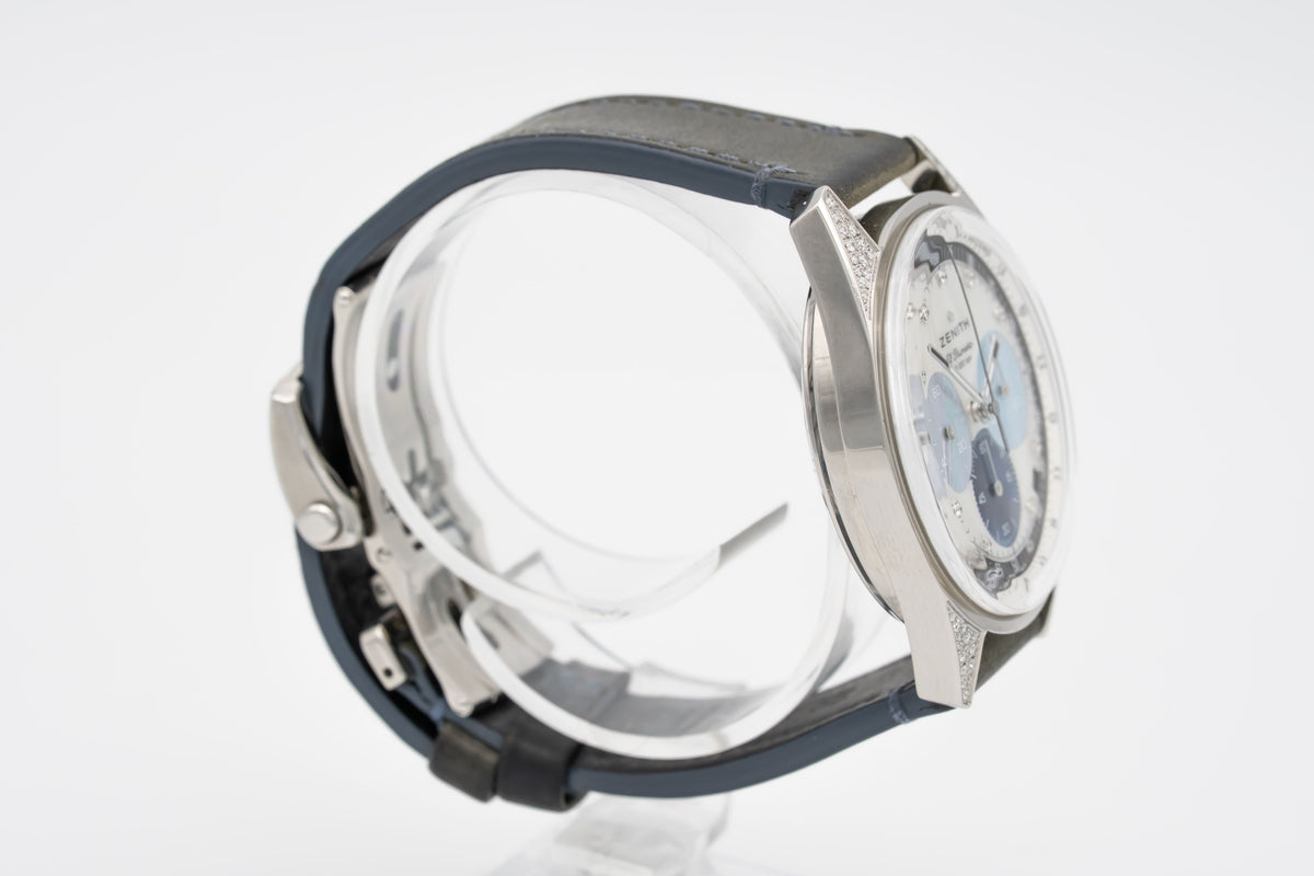Zenith Chronomaster Original 38 Mm MOP Factory Diamonds Stainless Steel Automatic 38mm