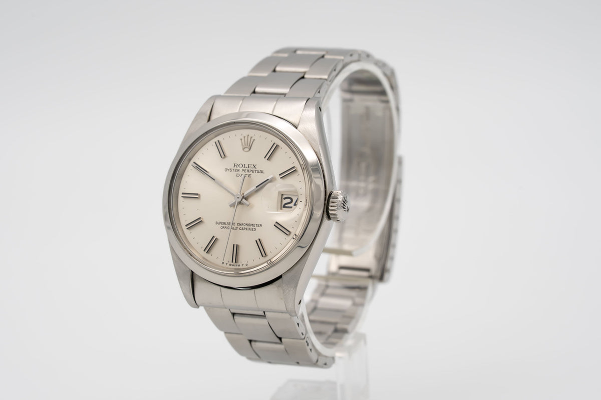 Rolex Oyster Perpetual Date 1500 Rare Sigma Dial Stahl Automatik 34mm