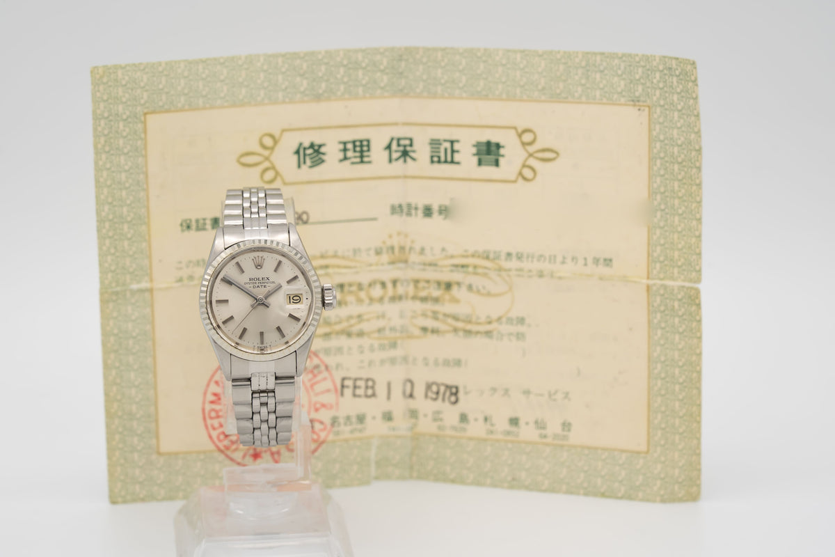 Rolex Oyster Perpetual Lady Date 6517 Stahl Weissgold 750 Automatik 26mm Service Papers