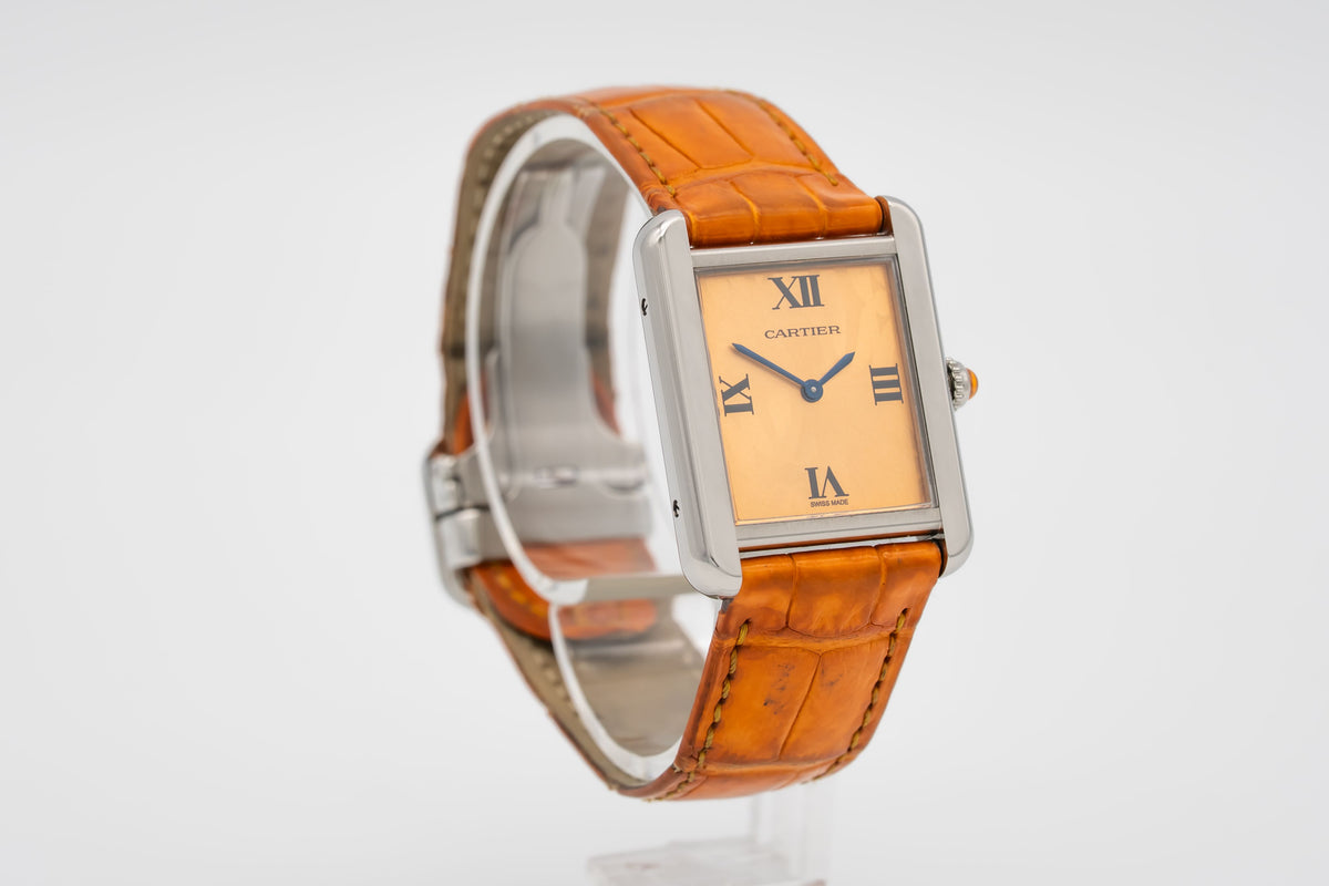 Cartier Tank Solo 2716 Rare Orange Dial Stainless Steel 24mm