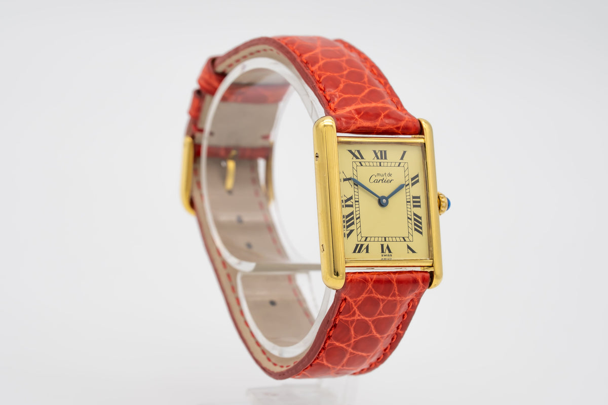 Cartier Tank Vermeil 590005 Rare Large Model Herrenuhr