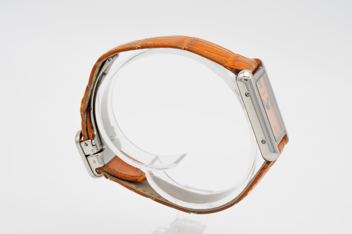Cartier Tank Solo 2716 Rare Orange Dial Stainless Steel 24mm