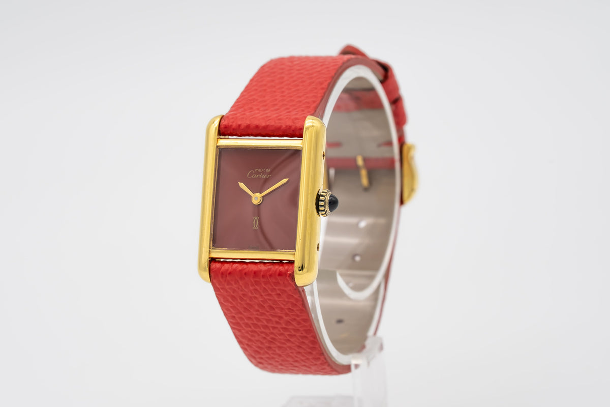 Cartier Tank Must De Cartier Lady Very Rare Red Dial Manual Winding
