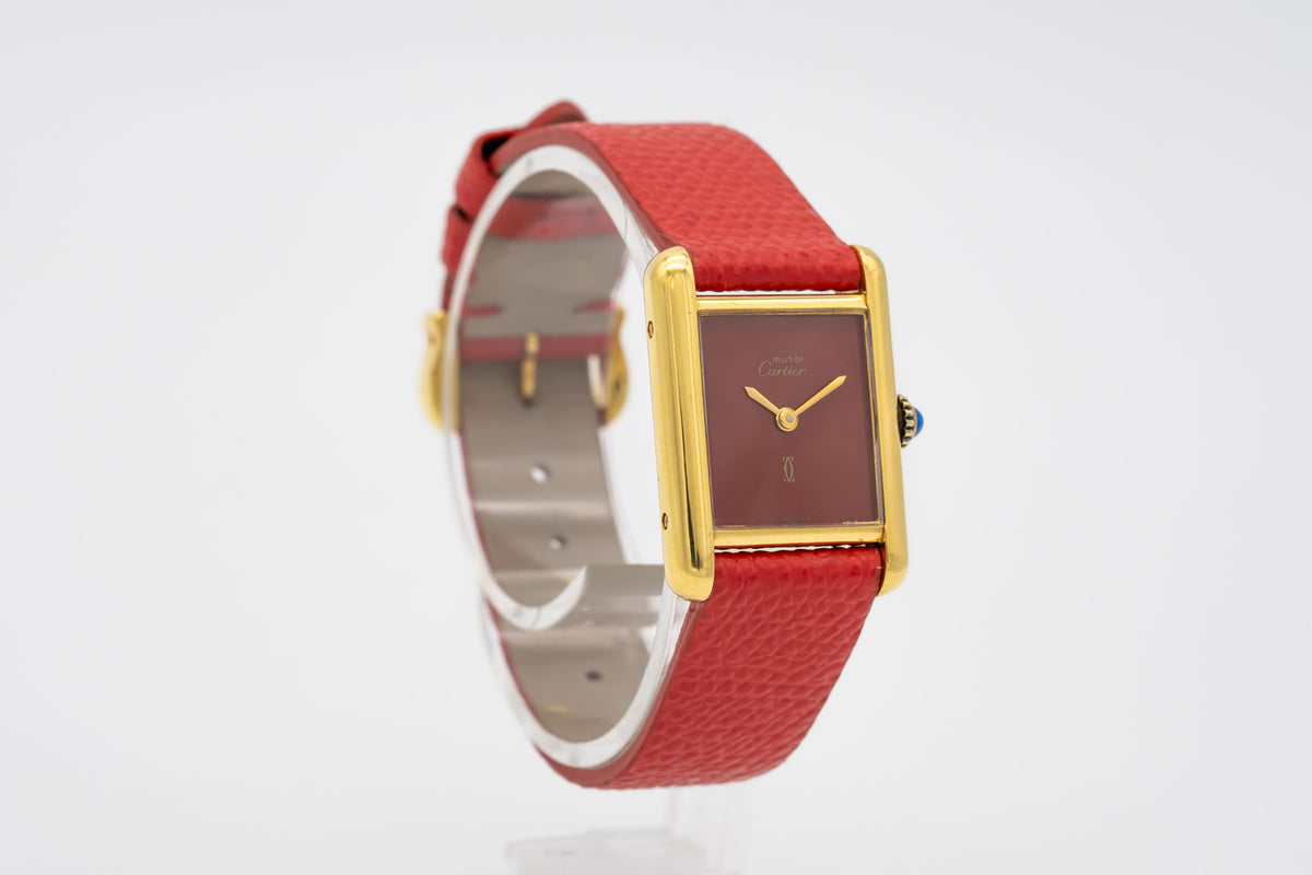 Cartier Tank Must De Cartier Lady Very Rare Red Dial Manual Winding