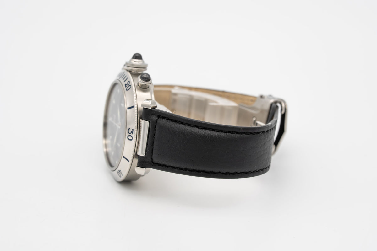 Cartier Pasha 2113 Chronograph Rare Grey Dial Steel Automatic 38mm
