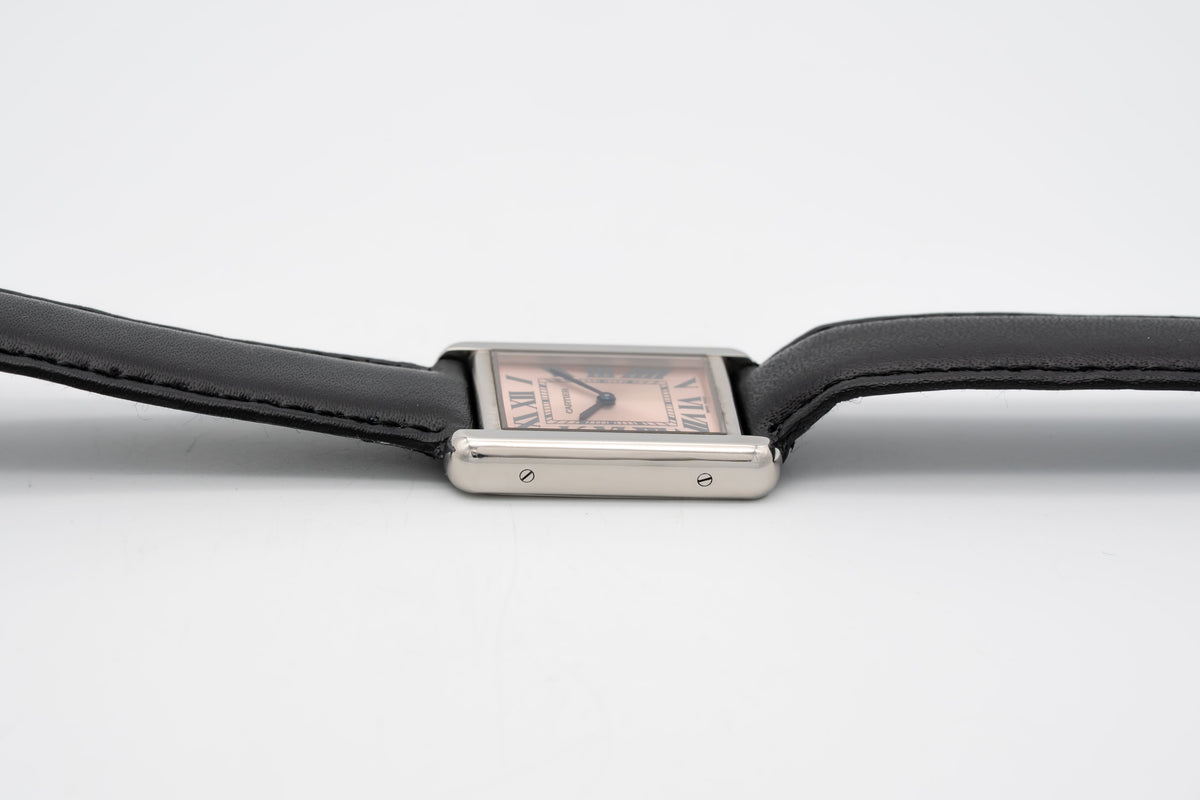 Cartier Tank Solo 3170 Rare Pink Dial Stainless Steel 24mm