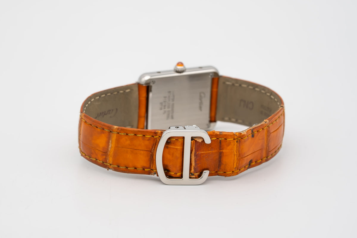 Cartier Tank Solo 2716 Rare Orange Dial Stainless Steel 24mm