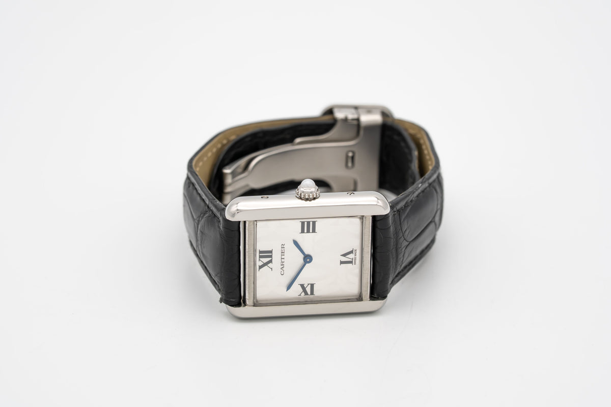 Cartier Tank Solo 2716 Cadran Orange Rare Acier Inoxydable 24mm