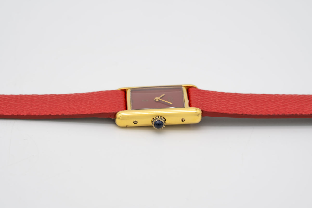 Cartier Tank Must De Cartier Lady Very Rare Red Dial Manual Winding