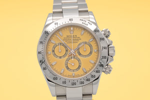 Rolex Daytona 116520 Rare NOS Lemon Dial Rolex Service Automatik 40mm