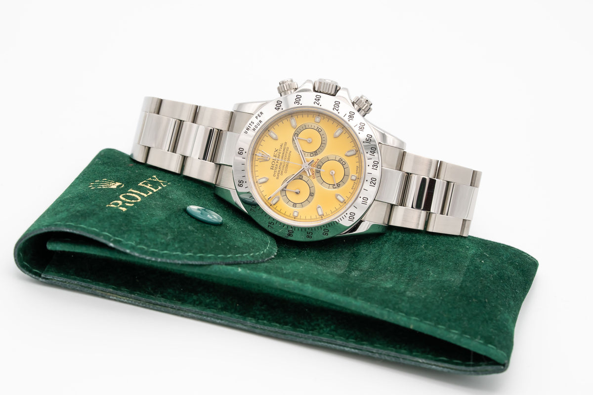 Rolex Daytona 116520 Rare NOS Lemon Dial Rolex Service Automatik 40mm