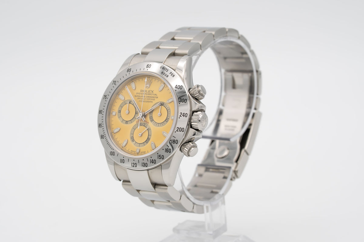 Rolex Daytona 116520 Rare NOS Lemon Dial Rolex Service Automatik 40mm